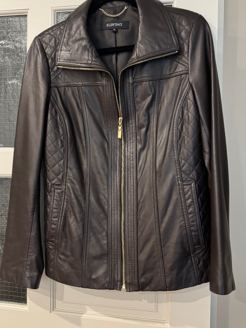 Ellen Tracy Chocolate Brown Leather Jacket - like new!